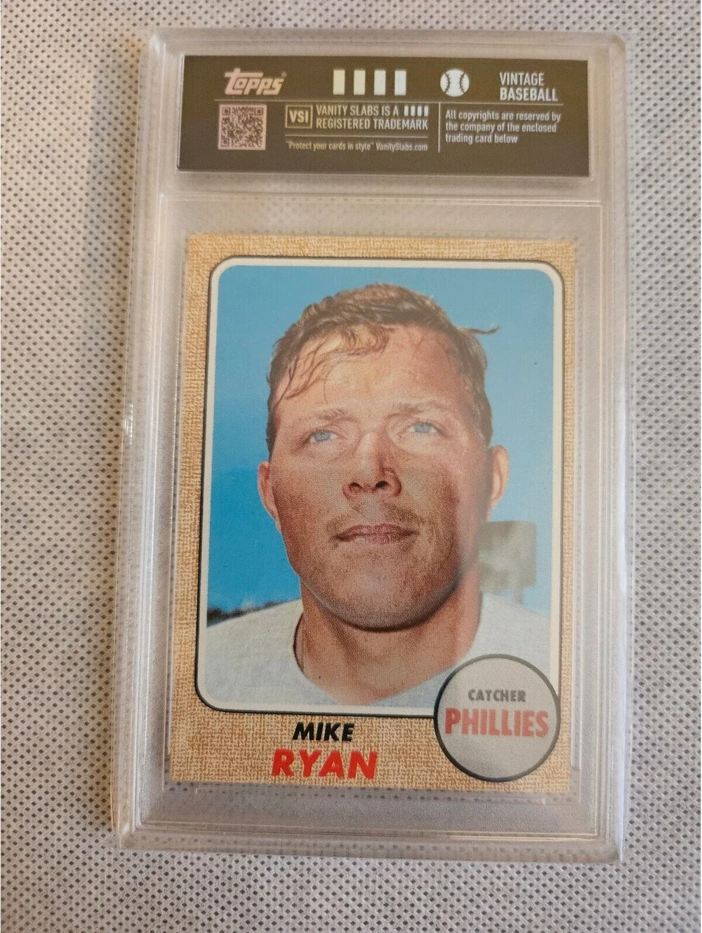 1968 Topps Vanity Slab Baseball Card - Mike Ryan #306 - Phillies - NM